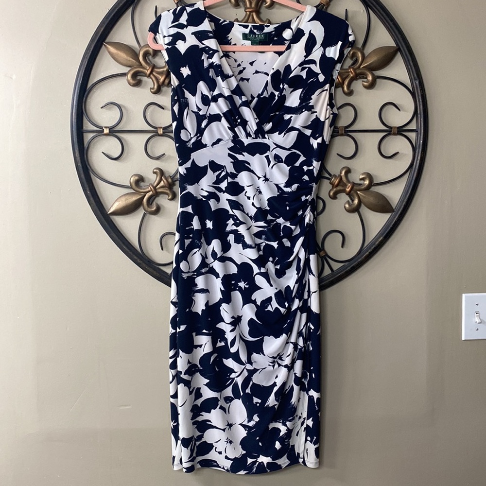 Ralph Lauren white/navy floral dress
